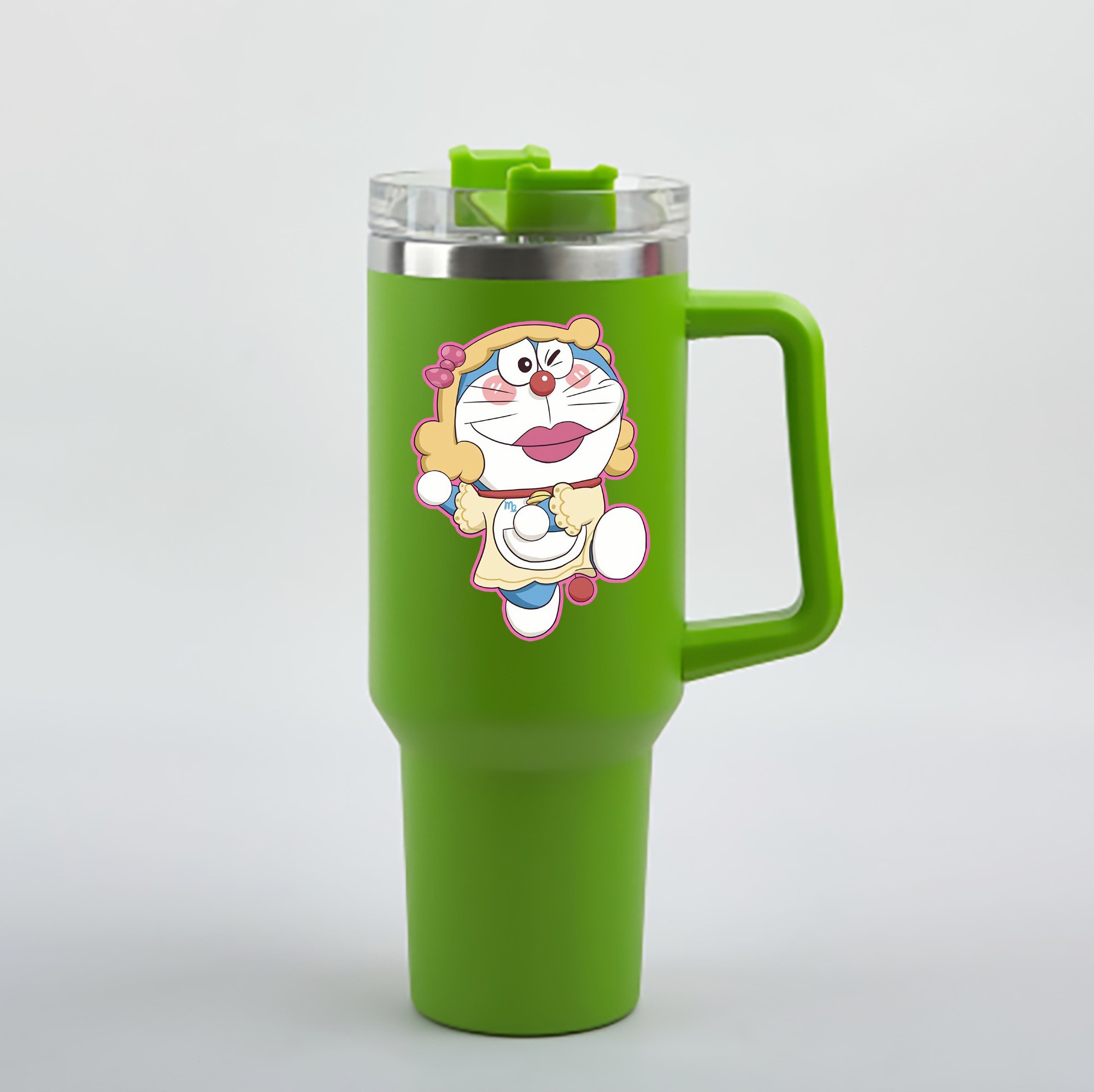 （画像用） ドラえもん Doraemon 1200mL車用タンブラー - クリスタルステッカー（プラスチックストロー付き）